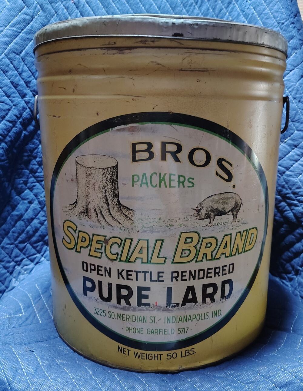Vintage 50 lb Metal LARD tin
